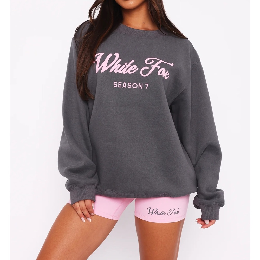 White Fox Boutique Gray Oversized Sweatshirt